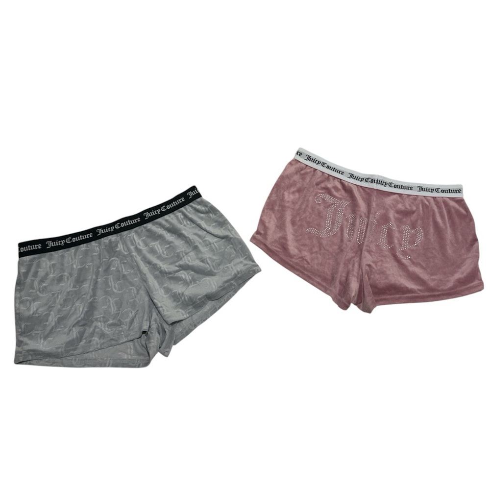 Juicy Couture Women's Velvet Logo Lounge Shorts - Pink & Gray